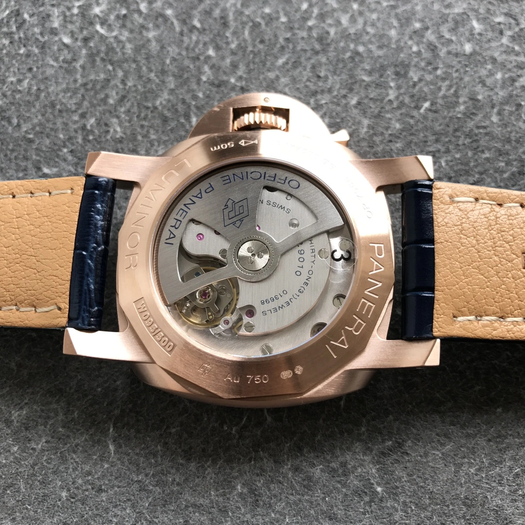 CBD Factory Panerai Luminor Marina Blue Dial Blue Leather Strap Goldtech Bezel (PAM01112) 1:1 Super Clone – DDP.9010 Movement Bold 382